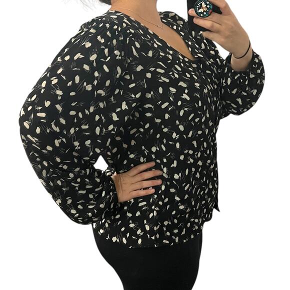 Lush X-LARGE Mila Relaxed Blouse - Stitch Fix Button Up Long Sleeve Elastic Cuff - Picture 4 of 14